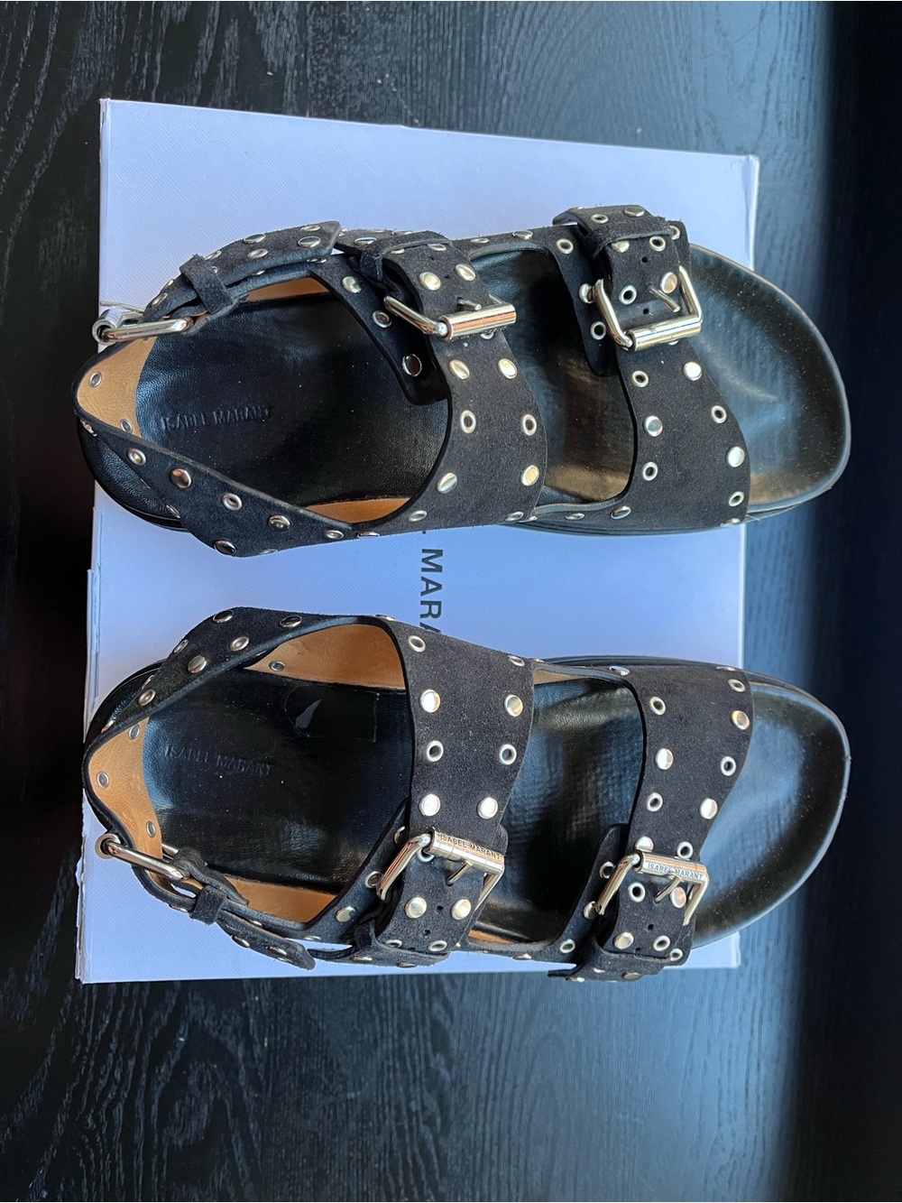 Isabel Marant Black Studded Double-Buckle Sandals - Picture 2 of 8